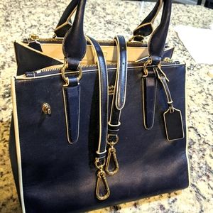 Unique Coach Hadley Navy/cream handbag